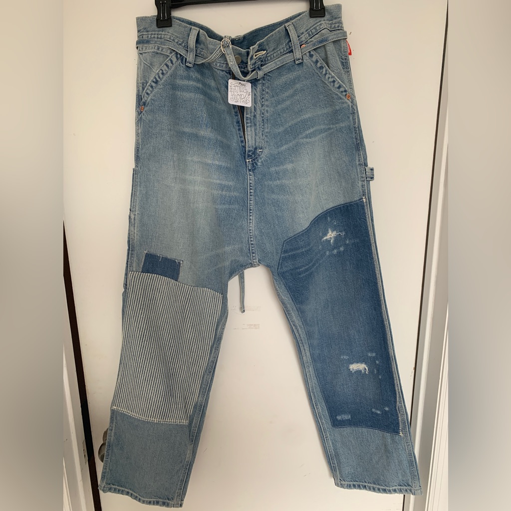 Free People Bl Motif Blue Jeans  Brand New